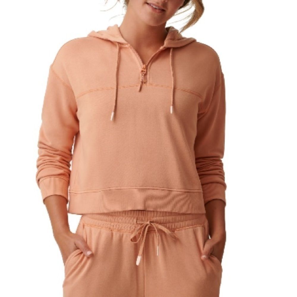 Bass Outdoor Women S Hibernate Half Zip Hoodie sweater Top Orange Size Medium